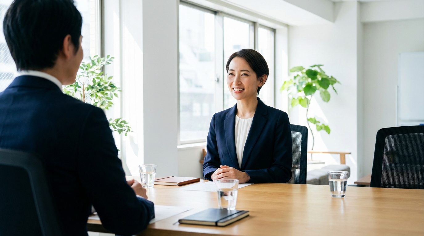面接を受ける女性
