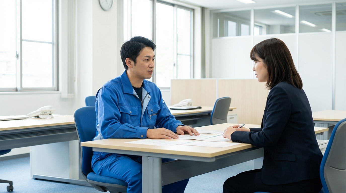 派遣会社の担当者に退職の意向を伝える場面