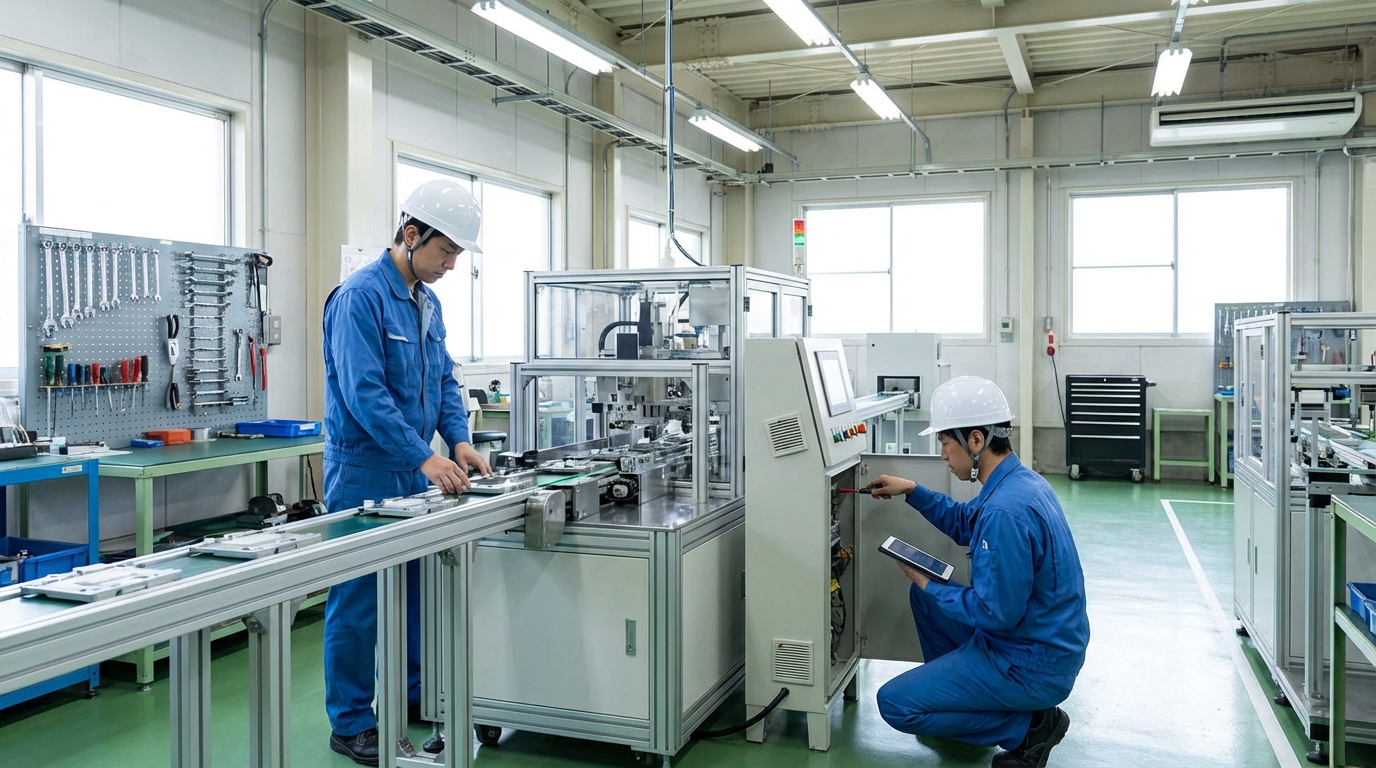 製造現場で作業する日本人工場スタッフ