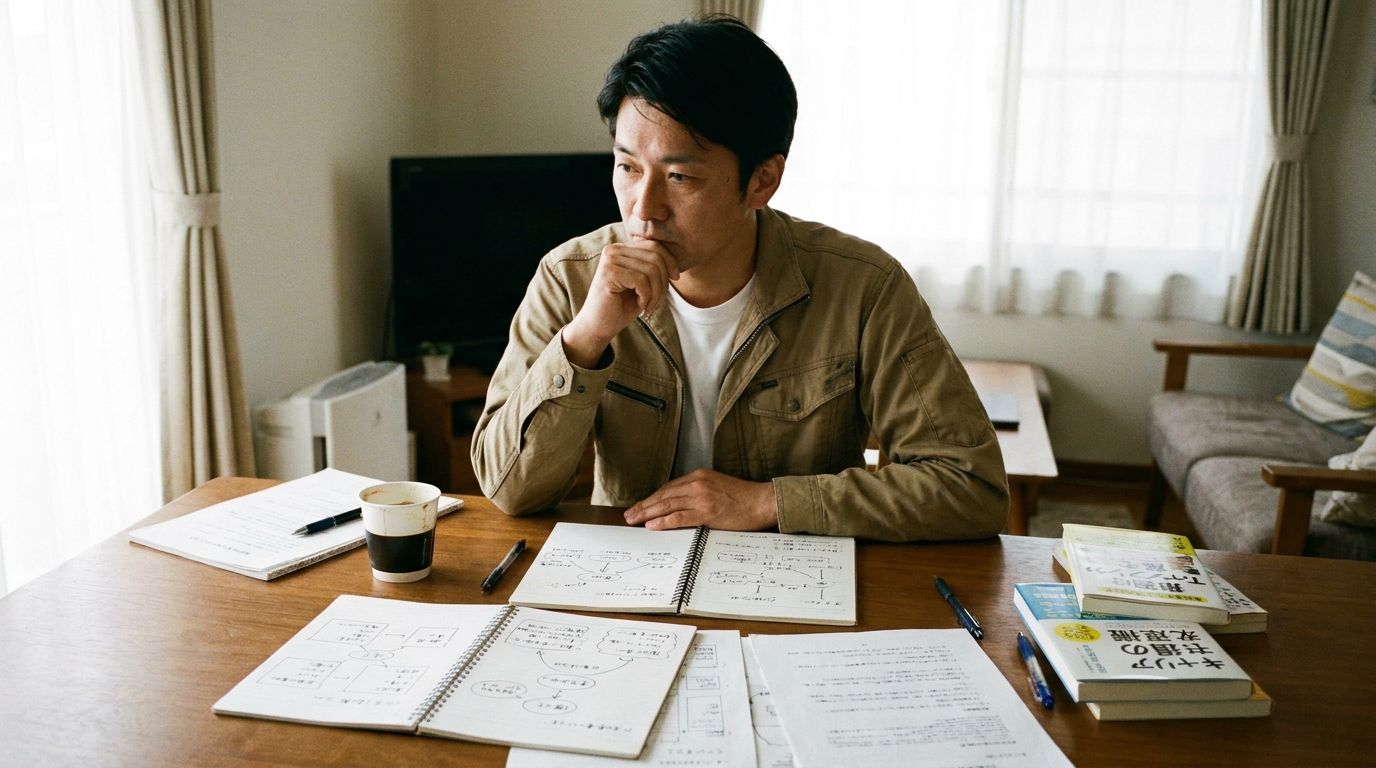 退職後のキャリアプランを整理するブルーカラー労働者