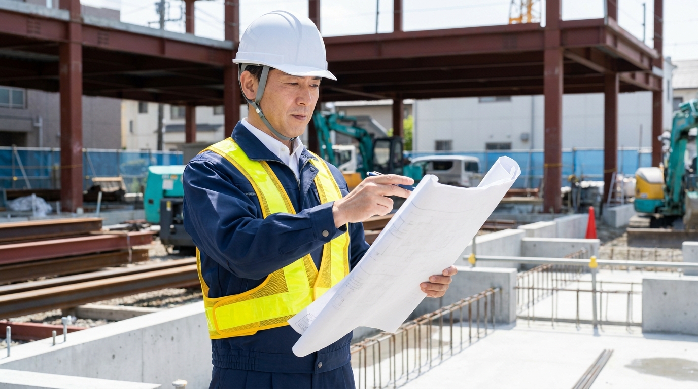 50代が建設現場で活躍している様子