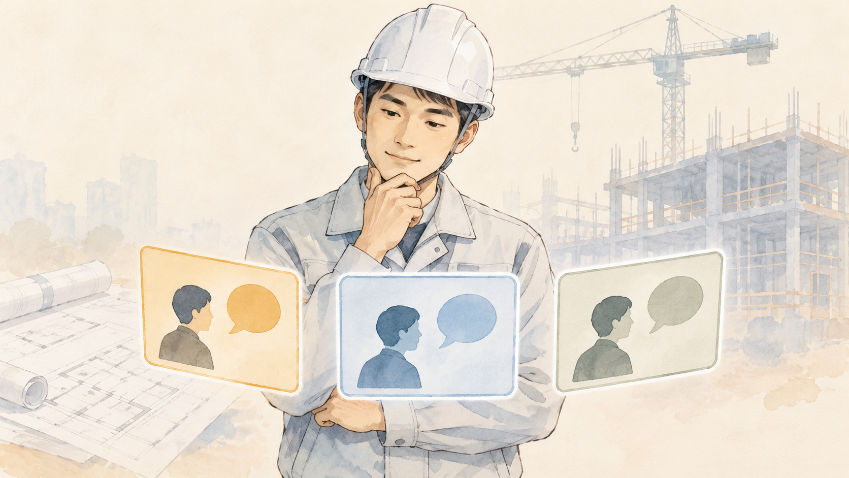 建設業界の転職エージェントを選ぶイメージ