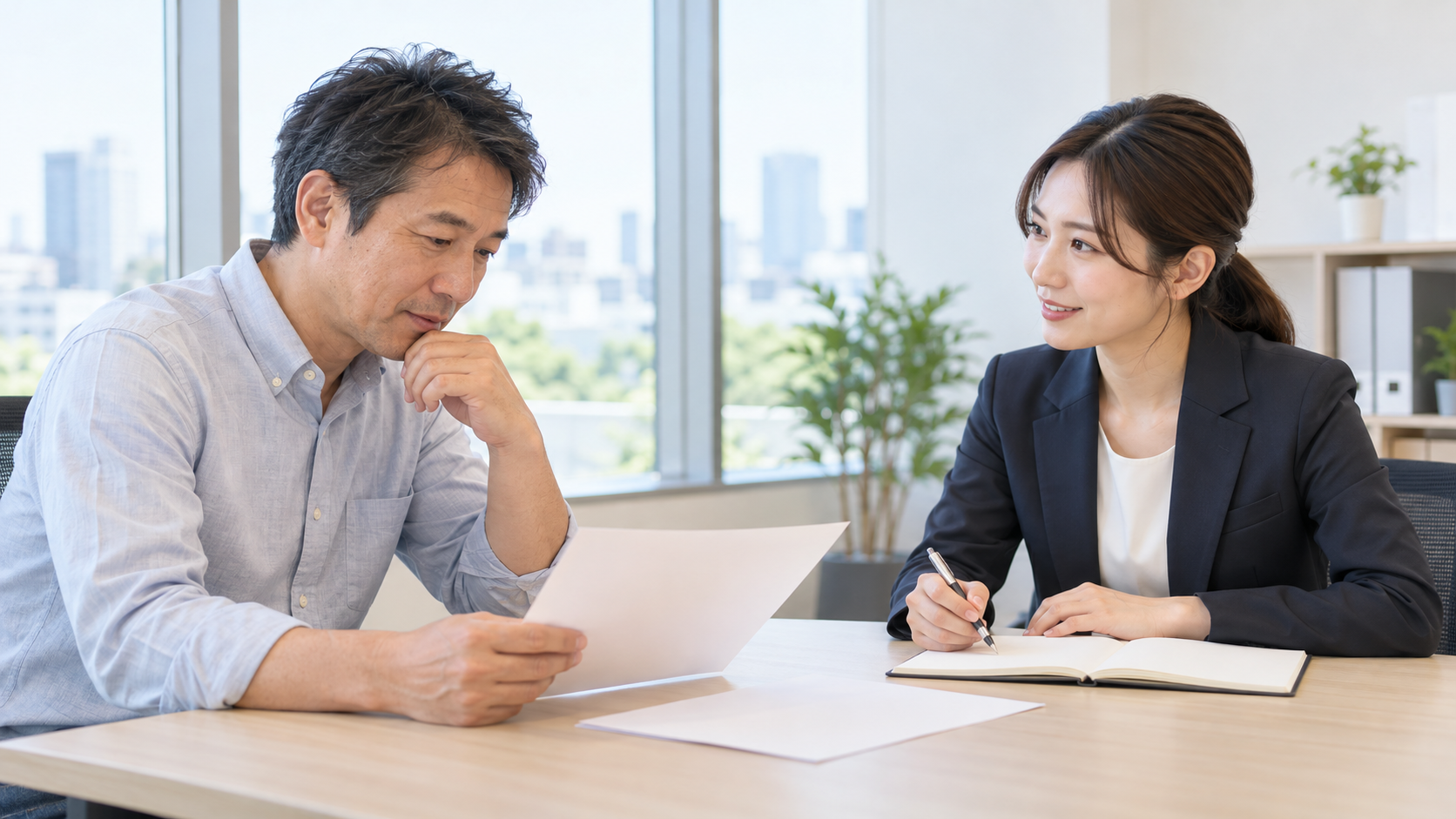 警備員の転職相談をしている様子