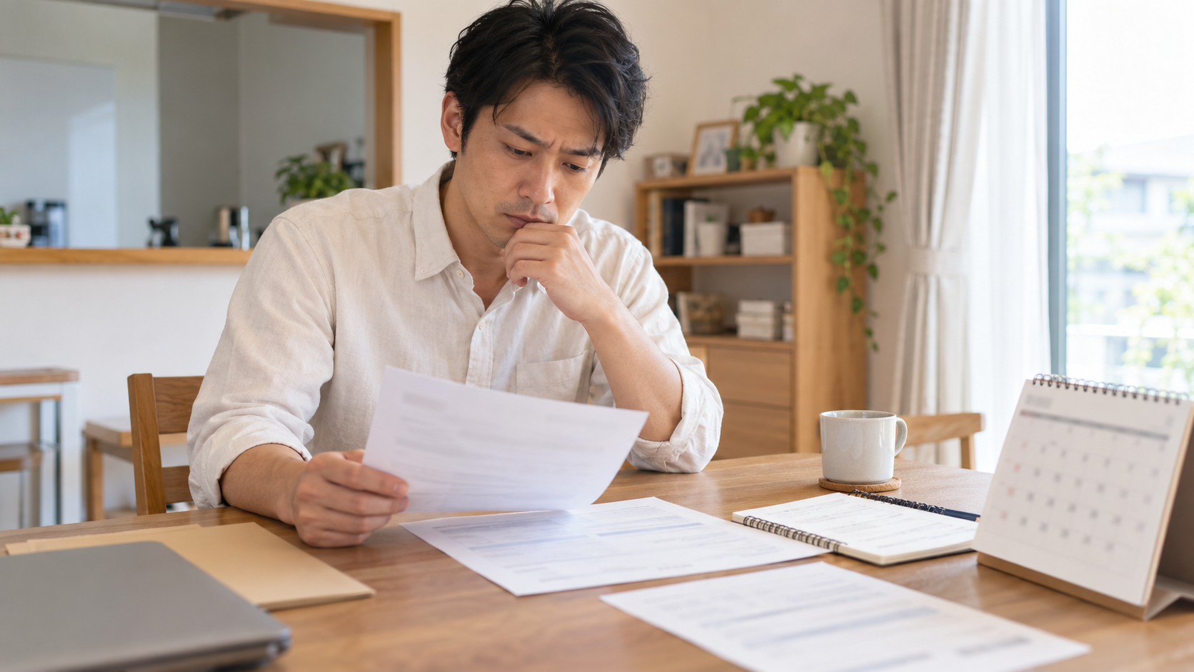 宅配ドライバーが退職手続きの書類を確認している様子