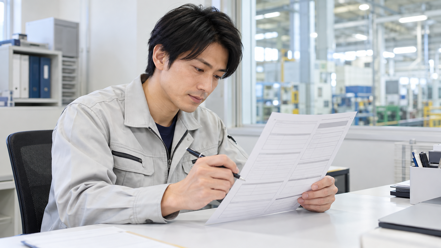 工場の求人票を確認して条件を比べているイメージ画像